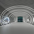 Futuristic Tunnel Interior With Curved Neon Lines Sleek Floor And Tech Reflections
