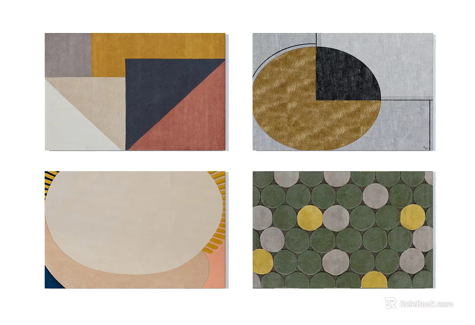 Modern Square Rugs With Geometric Patterns And Colorful Designs 3d model