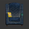 Elegant Blue Armchair With Yellow Bag And Green Cushion Accents
