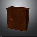Red Textured Cabinet With Two Doors And Rolling Wheels For Home Storage Use