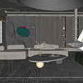 Modern Living Room Interior Design With White Green Sofa Red Deer Ornament And Black Fireplace