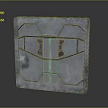 Gray Square Mechanical Panel With Red Symmetric Elements And Structured Design