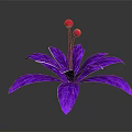 Cartoon Scene Featuring Purple Flower With Petals And Red Stamens On Gray Background