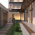 Modern Detached Villa With Three Story Design Green Roof And Garden Surroundings