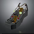 Modern 3D Vehicle Interior With Yellow Seats Control Panel And Handrails