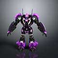 Purple And Black 3D Robot Model With Mechanical Armor And Joints
