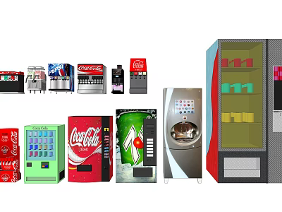 Commercial Equipment Featuring Various Vending Machines Beverage Dispensers And Ice Cream Machines 3d model