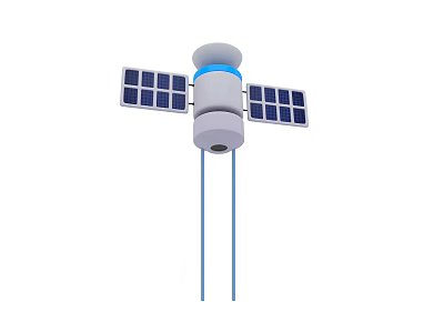 Orbital Satellite With Solar Panels Cylindrical Body And Communication Antenna 3d model