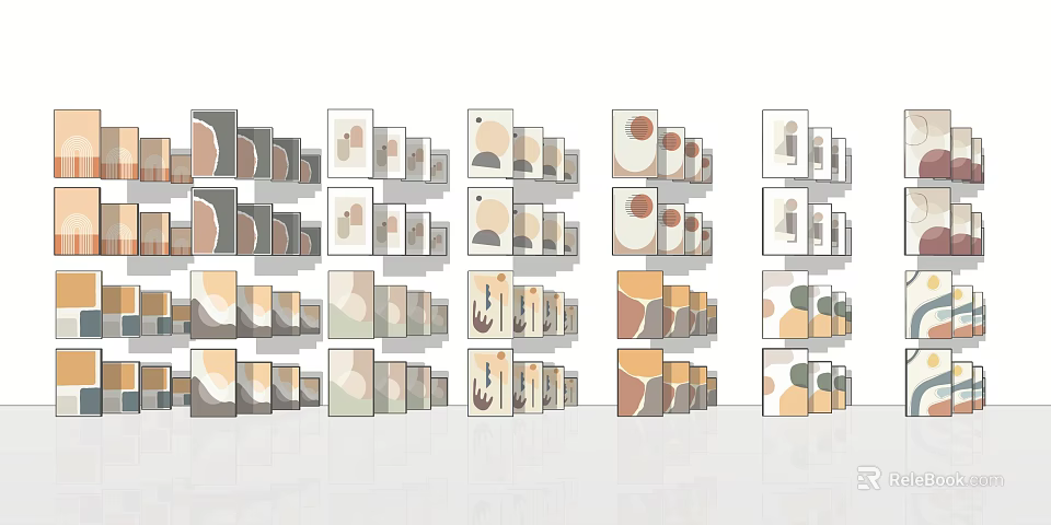 Stylish Modern Wall Art With Neutral Tones And Multiple Designs 3d model