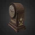 Vintage Mantel Clock With Wooden Frame Gold Ornate Details And Roman Numeral Dial