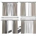 Various Brown And White Curtain Styles With Different Fabric And Curtain Rods