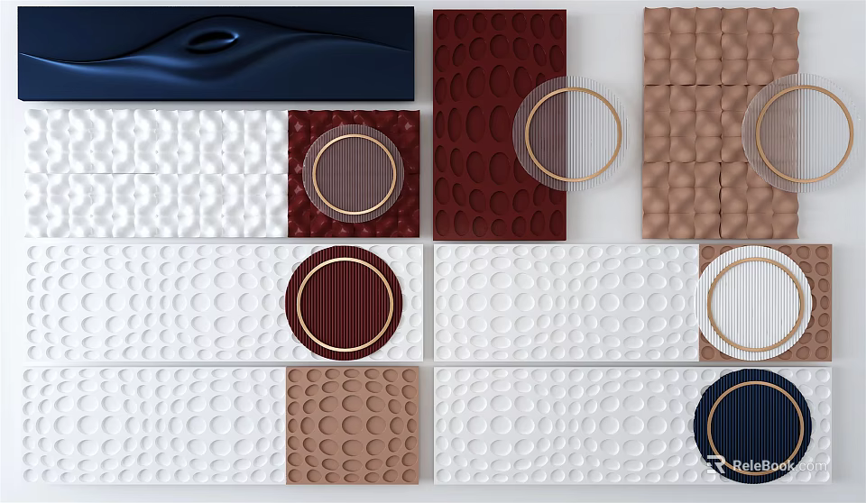 Various Textured Wall Decor Panels In Different Colors And Patterns For Home 3d model