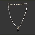 Delicate Pearl Necklace Featuring White Pearls And Small Round Pendant Chain