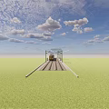 Multi car Train Moving Along Railway Track with Green Background View 3d model
