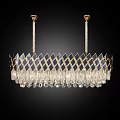 Elegant Crystal Chandeliers With Diamond Pattern Gold Frame And Hanging Design 3d model