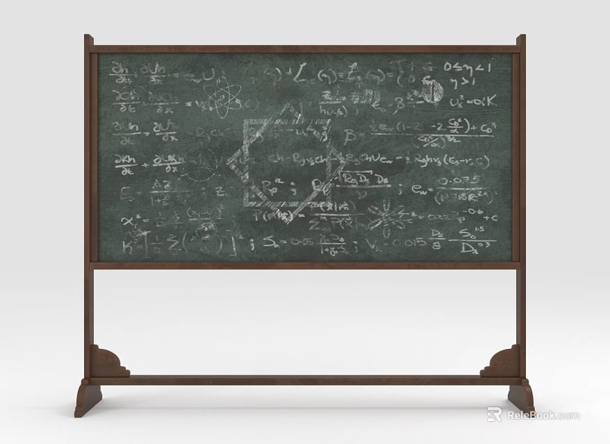 Mathematical Formula Chalkboard Wall Hanging With Wooden Frame And Academic Design 3d model 