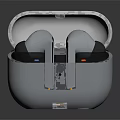 Modern Wireless Earbuds For Computer With Silver Charging Case And Open Lid Design 3d model