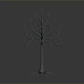 Decorative Tree Plant Sculpture With Multiple Branches And Star Shaped Tops On Root Like Base