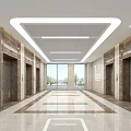 Modern Elevator Hallway With Marble Walls Modern Lighting Elevator Doors And Spacious Design 3d model