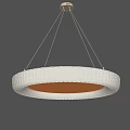 Modern Cream Colored Circular Pendant Light With Textured Surface And Soft Glow 3d model