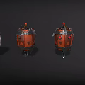 Barrel Shaped Character Creatures With Red Eyes Wheels And Colorful Exteriors