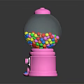 Pink Commercial Candy Machine With Transparent Globe Colorful Gumballs And Dispenser Knob