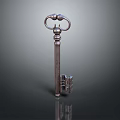 Vintage Metal Key With Decorative Top Ring And Ornate Handle Design