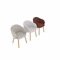 Light Beige Fabric Upholstered Single Chair With Curved Backrest And Wooden Legs Modern Design