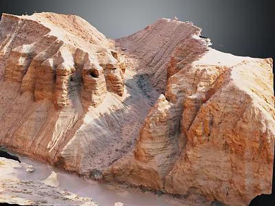 Natural Rugged Canyon Formation With Reddish Brown Layered Rock Cliffs And Erosion Gullies 3d model