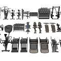 Various Types of Sports Equipment Including Dumbbells Treadmills Weight Benches and Fitness Racks