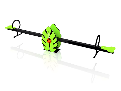 Leaf Shaped Seesaw With Green Black Design And Circular Seats For Playground 3d model