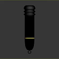 Black Cylindrical Object With Yellow Stripe And Bottom Ring On Reflective Surface 3d model