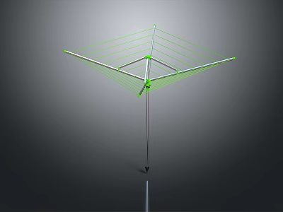 Green And Silver Metal Clothes Drying Rack With Cross Bars Stand Structure Design 3d model