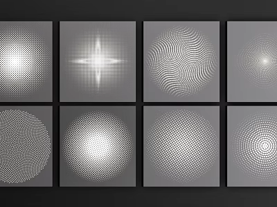 Abstract Optical Illusion Patterns Black And White Geometric Designs With Dot And Wave Textures 3d model