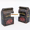 Vintage U.S. Mail Public Mailboxes With Letters Marking And Graffiti Design 3d model