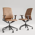 Modern Brown Leather Office Chair With Armrests And Black Wheel Base