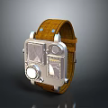 Brown Leather Strap Watch With Silver Metal Case And Geometric Dial Design 3d model