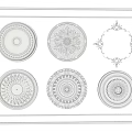 Gypsum lamp panel carved lamp panel chandelier base round lamp panel gypsum component 3d model