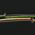 Traditional Japanese Katanas Samurai Weapons With Green And Beige Scabbards Sharp Blades And Decorative Tsuba