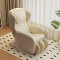Modern Beige Leather Massage Chair With Control Panel And Foot Rollers In Home Living Room