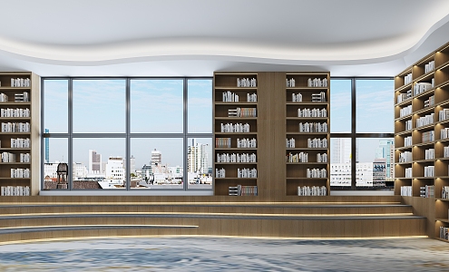 Modern Book Bar Reading Room 3d model