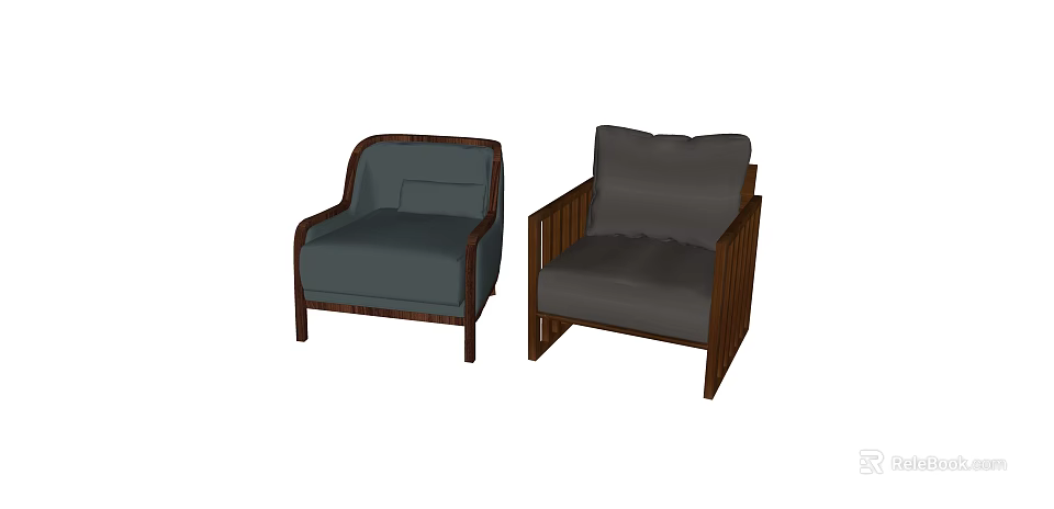 Single Sofa Two Styles With Wooden Frame Different Colors Comfortable Design 3d model