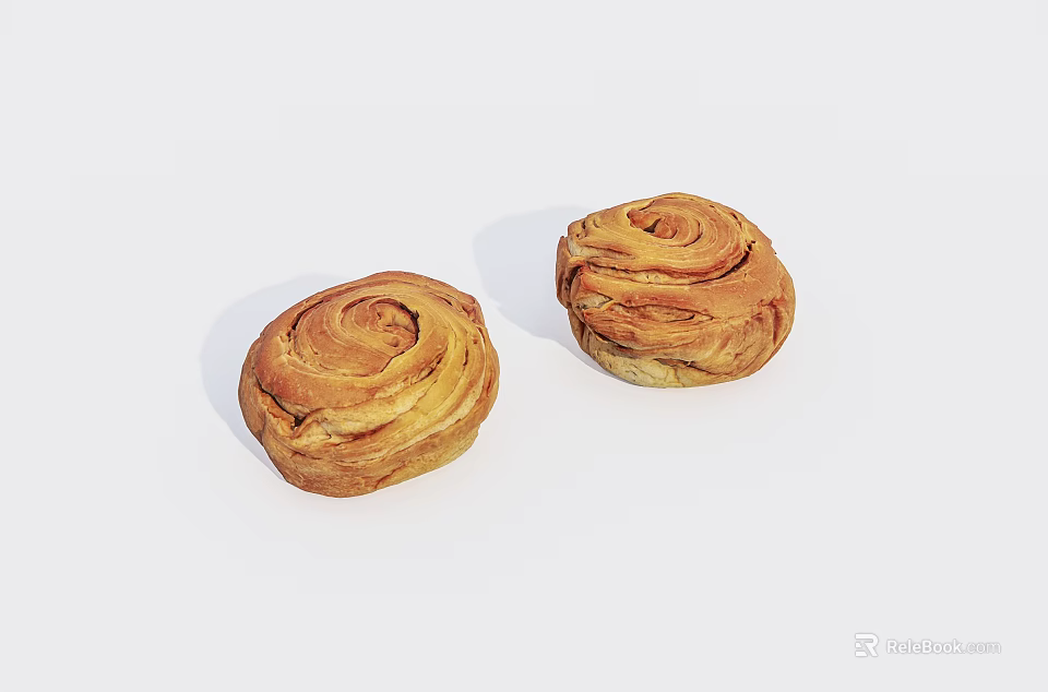 Golden Brown Swirled Cinnamon Rolls With Soft Texture Freshly Baked For Breakfast Treat 3d model 