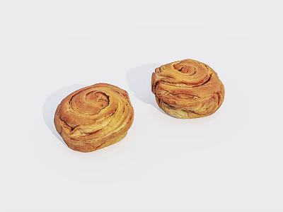 Golden Brown Swirled Cinnamon Rolls With Soft Texture Freshly Baked For Breakfast Treat 3d model