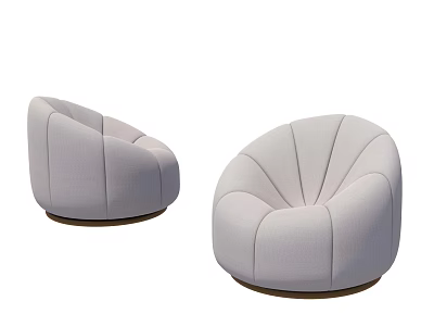 Modern Light Gray Fabric Single Sofas With Curved Design And Rounded Shape 3d model