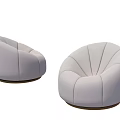 Modern Light Gray Fabric Single Sofas With Curved Design And Rounded Shape 3d model