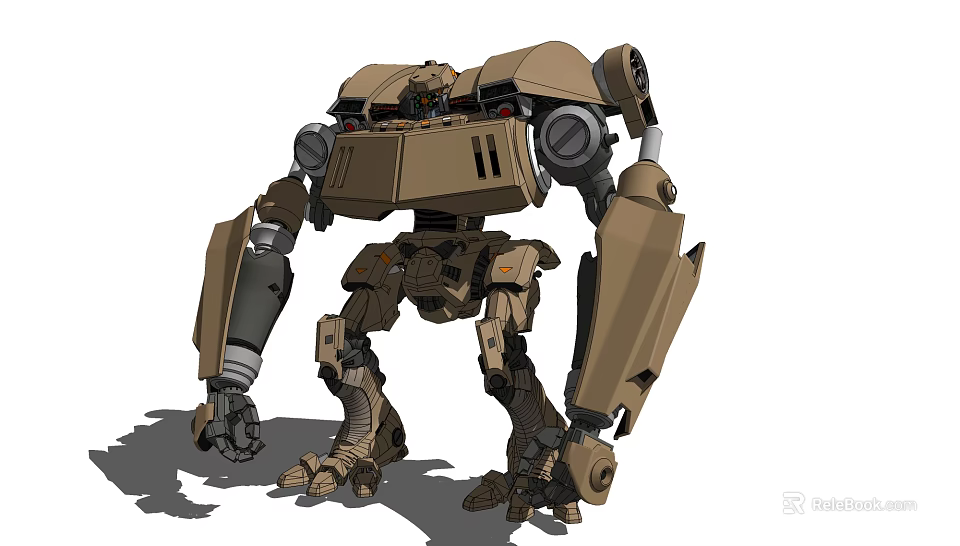 Electric Toy Robot with Mechanical Mech Design Movable Joints and Brown Color 3d model 