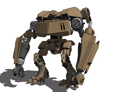 Electric Toy Robot with Mechanical Mech Design Movable Joints and Brown Color 3d model