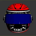 Aston Martin Racing Helmet With Red Design Blue Visor And Puma Exact Logos