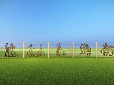 Modern landscape wall grid Traditional culture landscape wall 3d model